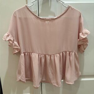 Francesca’s Pink Ruffle Sleeve Babydoll Women's Blouse